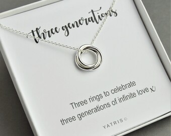 Family Necklace - Three Generations - Three Generations Necklace - Mum Necklace - Grandma Necklace - Three Ring Necklace - Mothers Day