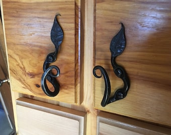 Hand Forged Leaf Hook Pulls