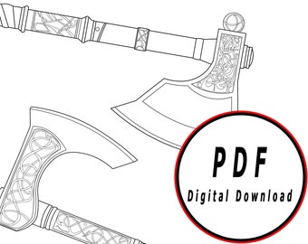 valhalla double axe  template pattern movie blueprint pdf digital donwload vector printable cosplay costume larp pdf