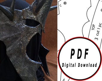 DIY Witchking eva foam helmet LOTR template pattern blueprint pdf vector digital download cosplay costume larp