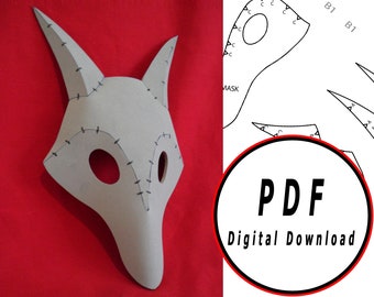 DIY wolf mask eva foam helmet pattern blueprint template vector printable digital download cosplay costume larp pdf tutorial