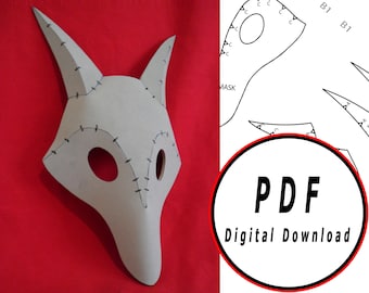 DIY wolf mask eva foam helmet pattern blueprint template vector printable digital download cosplay costume larp pdf tutorial