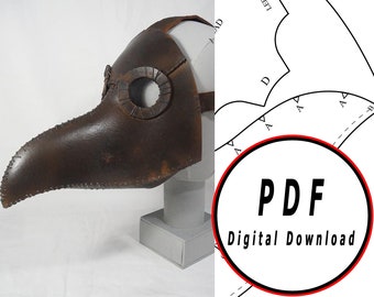 DIY Plague doctor mask eva foam helmet pattern blueprint  template pdf vector printable digital download cosplay costume larp pdf tutorial