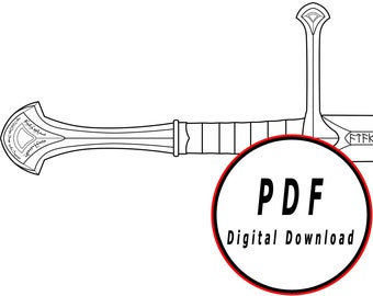narsil anduril sword Template pattern blueprint DIY pdf digital donwload vector printable cosplay costume larp pdf