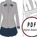 DIY School Uniform 4 Size's Pattern Blueprint Pdf Vector Printable ...