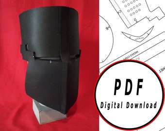 DIY early great helm eva foam helmet knight crusader Template pattern blueprint pdf vector printable digital download cosplay costume larp