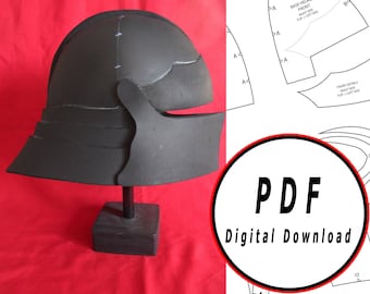 DIY Sallet eva foam helmet  german pattern blueprint  template pdf vector printable digital download cosplay costume larp pdf tutorial