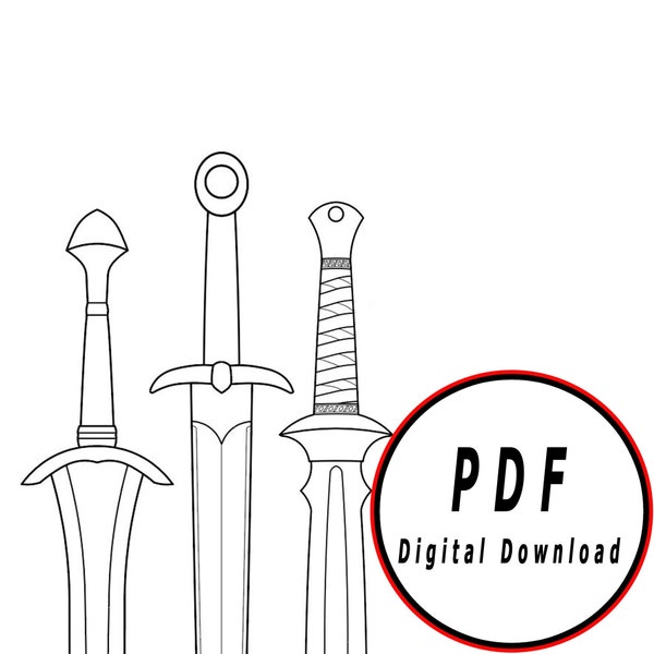 Barrow blades - fellowship swords Template pattern blueprint DIY pdf digital donwload vector printable cosplay costume larp pdf