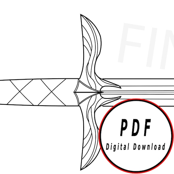 Espada DIY plantilla/patrón tv película plano DIY pdf descarga digital vector imprimible cosplay traje larp pdf