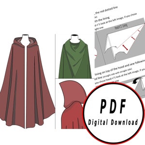 DIY elvish fantasy medieval cape - Template pattern blueprint pdf vector printable digital download cosplay costume larp pdf