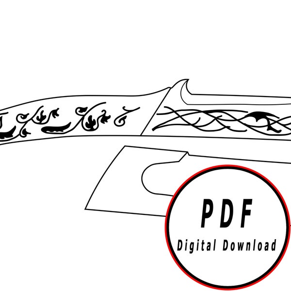 elf sword + scabbard DIY template pattern tv movie blueprint DIY pdf digital donwload vector printable cosplay costume larp pdf