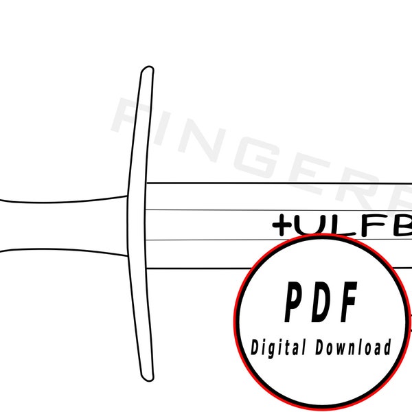 Viking Sword ulfberht  type template/pattern blueprint DIY pdf digital donwload vector printable cosplay costume larp pdf