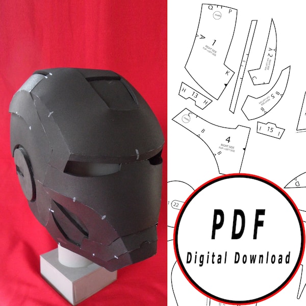 DIY MK 3 eva foam Helmet Template pattern blueprint pdf vector printable digital download cosplay costume larp