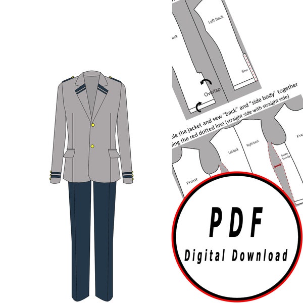 DIY male school uniform - Template pattern blueprint pdf vector printable digital download cosplay costume larp pdf