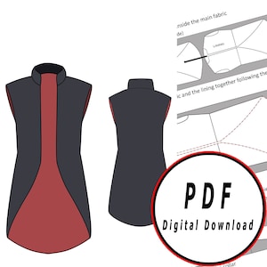 DIY tailcoat vest man basic tunic fantasy medieval Template pattern blueprint pdf vector printable digital download cosplay costume larp pdf
