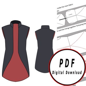 DIY tailcoat vest man basic tunic fantasy medieval Template pattern blueprint pdf vector printable digital download cosplay costume larp pdf