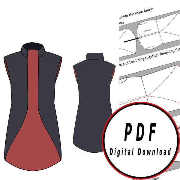 DIY tailcoat vest man basic tunic fantasy medieval Template pattern blueprint pdf vector printable digital download cosplay costume larp pdf