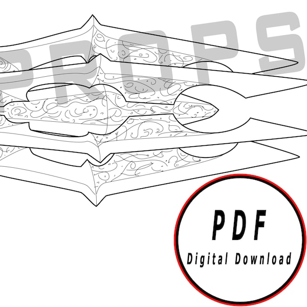 maza DIY plantilla patrón blueprint DIY pdf descarga digital vector imprimible cosplay traje larp pdf