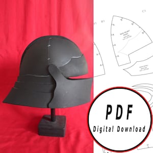 DIY Sallet eva foam helmet  german pattern blueprint  template pdf vector printable digital download cosplay costume larp pdf tutorial