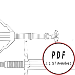 Witcher swords DIY videogame  template/pattern blueprint DIY pdf digital donwload vector printable cosplay costume larp pdf
