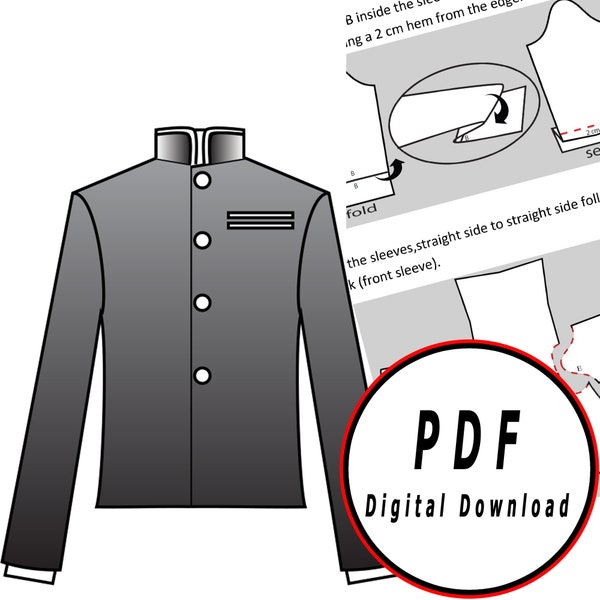 Uniform DIY Base japanese Template pattern blueprint pdf vector printable digital download cosplay costume larp pdf