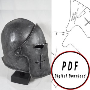 DIY Knight barbute eva foam Helmet  warden- Template pattern blueprint pdf vector printable digital download cosplay costume larp