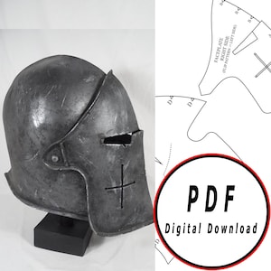 DIY Knight barbute eva foam Helmet  warden- Template pattern blueprint pdf vector printable digital download cosplay costume larp