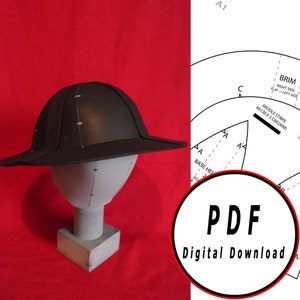 DIY waterkoker hoed eva schuim helm kapel fer patroon blauwdruk sjabloon pdf vector afdrukbare digitale download cosplay kostuum larp pdf tutorial afbeelding 1