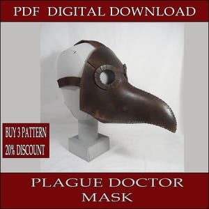 DIY Plague doctor mask eva foam helmet pattern blueprint  template pdf vector printable digital download cosplay costume larp pdf tutorial