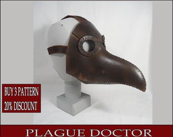 DIY Plague doctor mask eva foam helmet pattern blueprint  template pdf vector printable digital download cosplay costume larp pdf tutorial