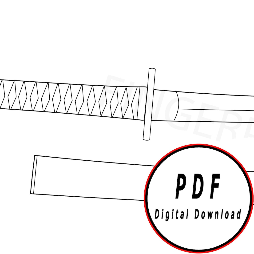 Samurai Katana and Scabbard Generic Type Template/pattern Blueprint DIY
