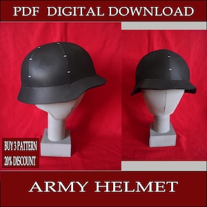 Modello fai da te per casco militare in schiuma EVA, modello di soldato dell'esercito, modello vettoriale stampabile, download digitale, costume cosplay, larp, tutorial in formato PDF