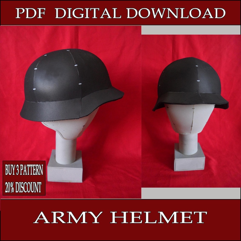 DIY military eva foam helmet Army soldier pattern blueprint template vector printable digital download cosplay costume larp pdf tutorial image 1