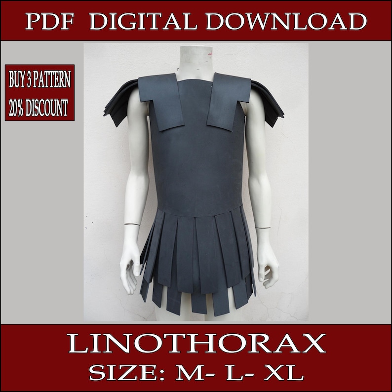 DIY linothorax eva foam greek roman armor pattern blueprint template pdf vector printable digital download cosplay costume larp pdf tutorial image 1