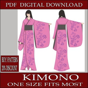 DIY kimono dress fantasy japanese- Template pattern blueprint pdf vector printable digital download cosplay costume larp pdf