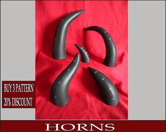 DIY Horns x 5 types eva foam tutorial pattern blueprint template pdf vector printable digital download cosplay costume larp pdf tutorial