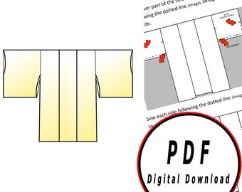 Haori DIY Base japanese Template pattern blueprint pdf vector printable digital download cosplay costume larp pdf