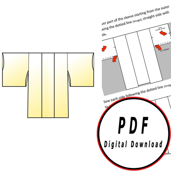 Haori DIY Base japanese Template pattern blueprint pdf vector | Etsy