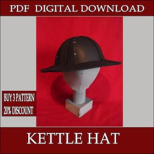 DIY Kessel Hut Eva Schaum Helm Kapelle Muster Entwurf Vorlage pdf Vektor druckbare digitaler Download Cosplay Kostüm Larp PDF-Tutorial