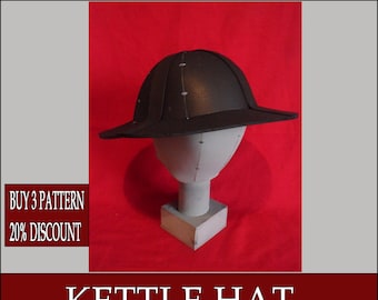 DIY kettle hat eva foam helmet chapel fer pattern blueprint template pdf vector printable digital download cosplay costume larp pdf tutorial
