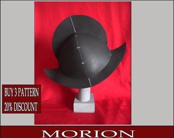 DIY morion eva foam helmet conquistadores pattern blueprint template pdf vector printable digital download cosplay costume larp pdf tutorial