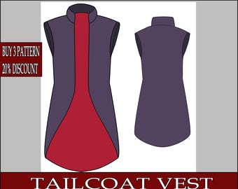 DIY tailcoat vest man basic tunic fantasy medieval Template pattern blueprint pdf vector printable digital download cosplay costume larp pdf