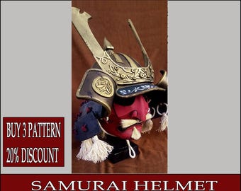 DIY samurai eva foam helmet  kabuto Template pattern blueprint vector printable digital download cosplay costume larp pdf