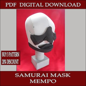 DIY Samurai Mempo Mask Template, EVA Foam Cosplay (PDF Pattern)