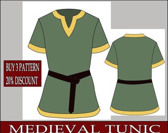 DIY fantasy man basic tunic medieval Template pattern blueprint pdf vector printable digital download cosplay costume larp pdf