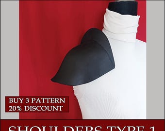DIY Shoulders type 1 eva foam knight medieval armor pattern blueprint template pdf vector digital download cosplay costume larp tutorial