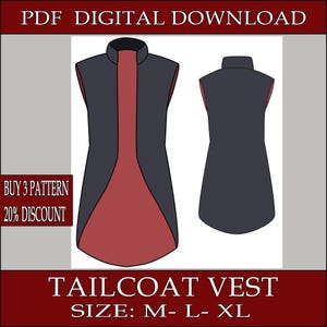 DIY tailcoat vest man basic tunic fantasy medieval Template pattern blueprint pdf vector printable digital download cosplay costume larp pdf