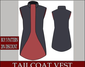 DIY tailcoat vest man basic tunic fantasy medieval Template pattern blueprint pdf vector printable digital download cosplay costume larp pdf
