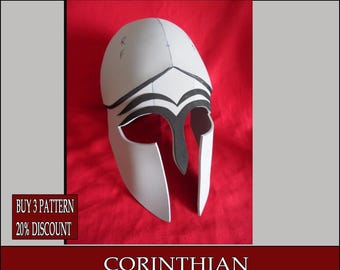 DIY Corinthian Eva Foam helm Griekse Spartaanse helm sjabloon patroon blauwdruk vector afdrukbare digitale download cosplay kostuum larp pdf