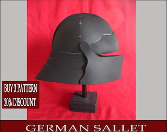 DIY Sallet eva foam helmet  german pattern blueprint  template pdf vector printable digital download cosplay costume larp pdf tutorial